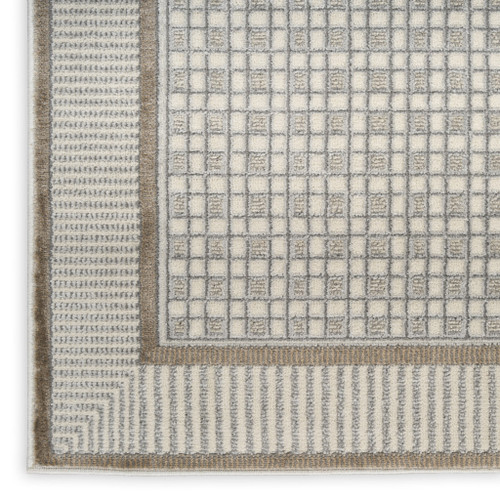 6' Ivory And Gray Geometric Runner Rug