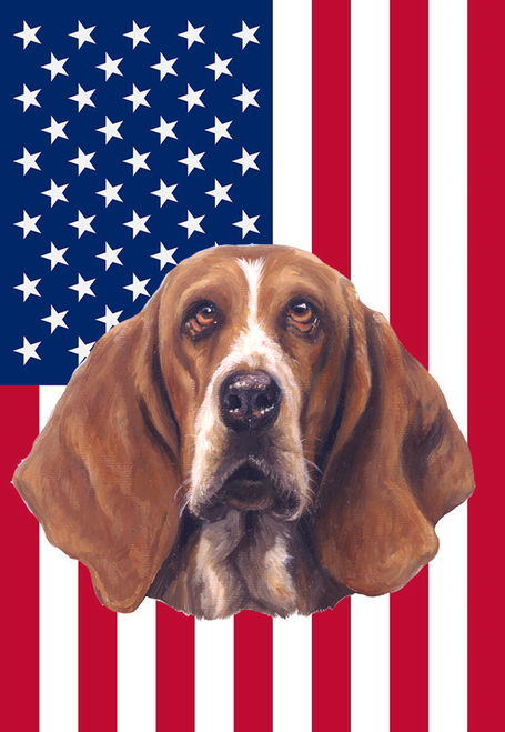 Basset Hound - Best of Breed American Flags House and Garden Size