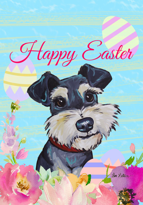 Schanuzer  - Hippie Hound Studios Easter  House and Garden Flags