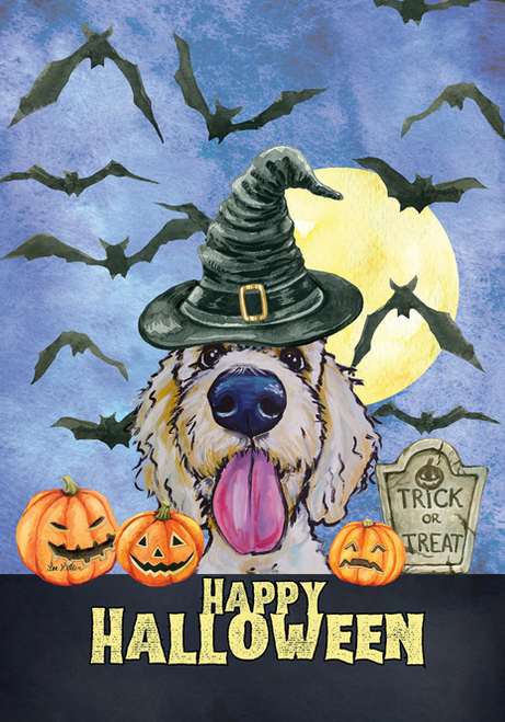 Goldendoodle Blonde - Hippie Hound Studio Best of Breed Halloween House and Garden Flag