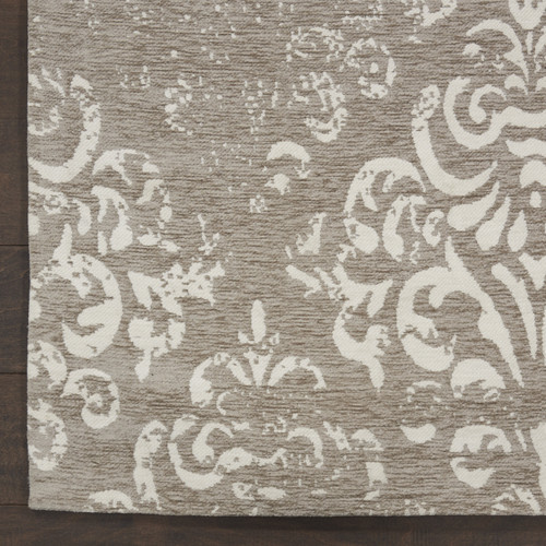 5' X 7' Cream Damask Power Loom Area Rug