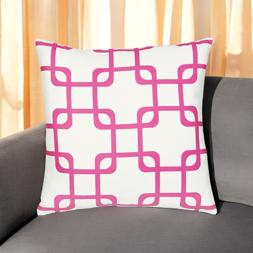 18" Pink and White Geometric Throw Pillow Cover