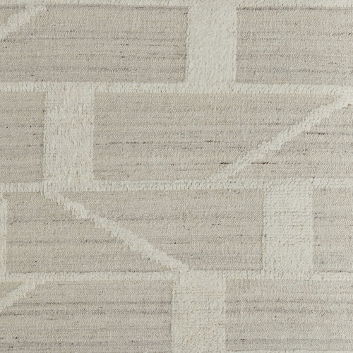 6' X 9' Tan and Ivory Wool Geometric Hand Woven Area Rug
