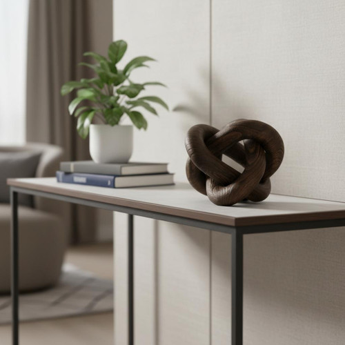 8" Brown Solid Wood Tabletop Sculpture