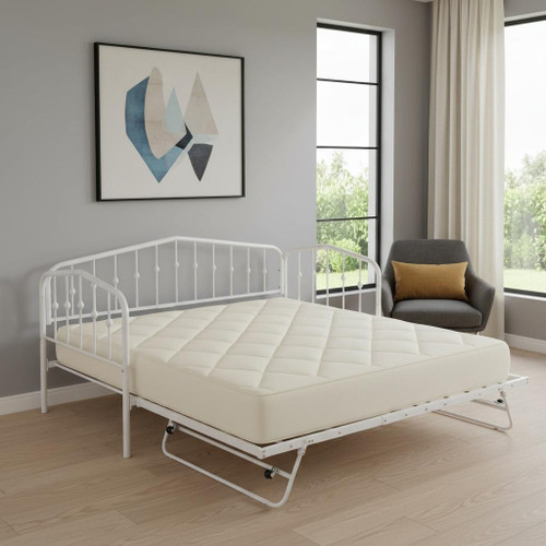 White Metal Twin Bed Frame With Trundle