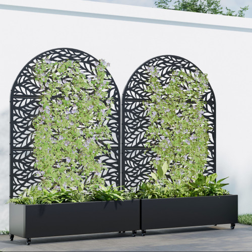 71" X 47" Black Galvanized Metal Rectangular Planter Box