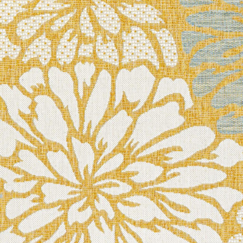 4' X 6' Yellow And Cream Floral Indoor Outdoor Area Rug
