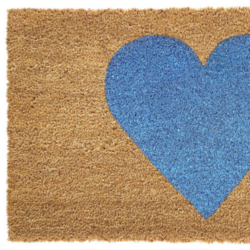 24" X 36" Brown And Blue Heart Outdoor Coir Door Mat