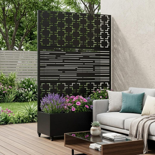 71" X 47" Black Galvanized Metal Rectangular Planter Box
