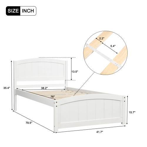 White Wood Twin Bed Frame