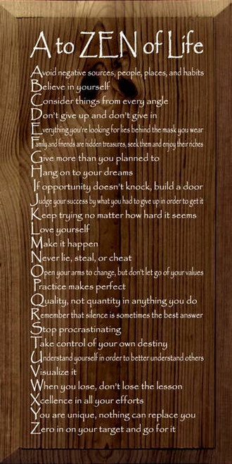 A to Zen Wood Sign