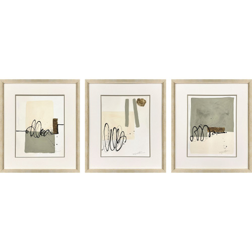 Set Of Three Private Property Gold Framed Wall Art