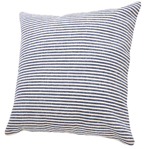 20" Blue And White Striped Cotton Throw Pillow with Texture