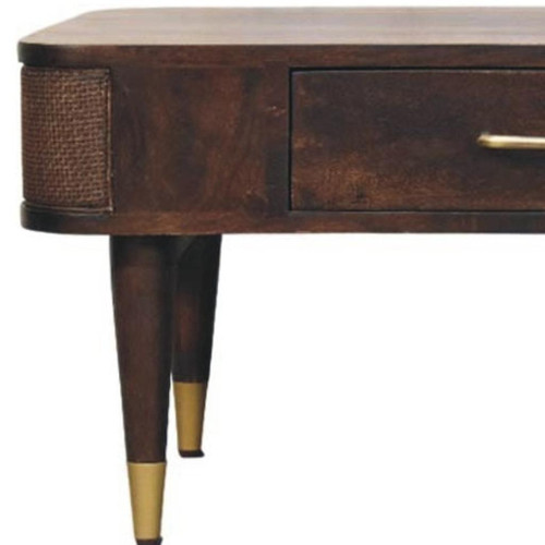 33" Brown Solid Wood Solid Coffee Table With Drawer