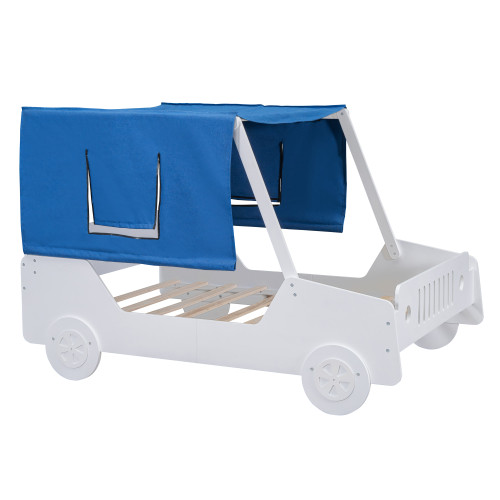 White Wood Full Car Bed
