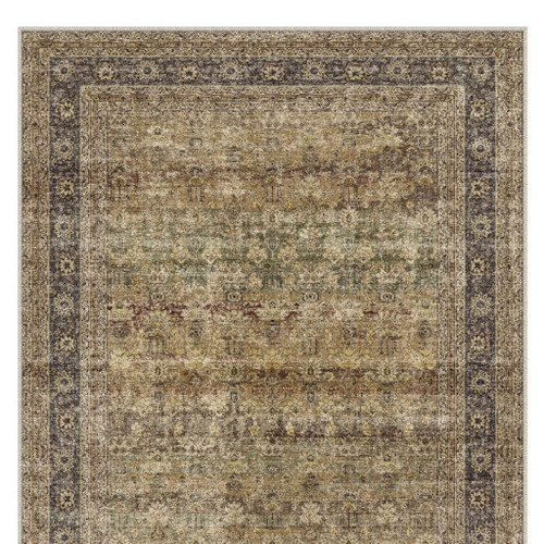 8' X 10' Brown Beige And Green Floral Medallion Washable Area Rug