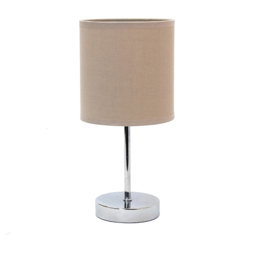 12" Silver Metal Table Lamp LED With Gray Drum Shade