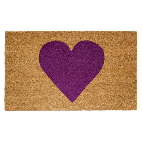 24" X 36" Brown And Purple Heart Outdoor Coir Door Mat