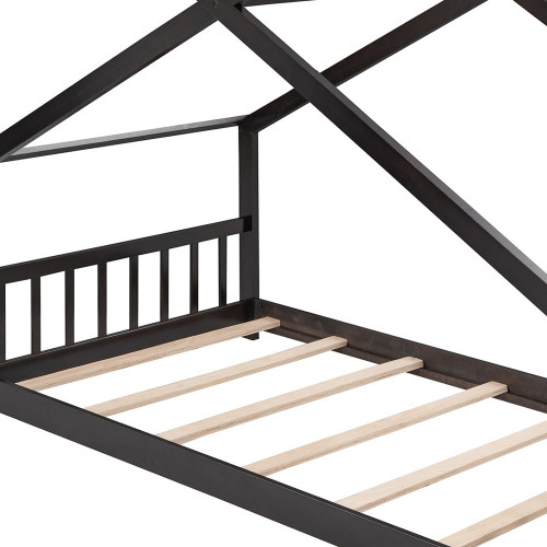 Espresso Four Poster Wood Twin Loft Bed