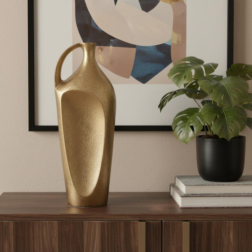 16" Gold Aluminum Table Vase