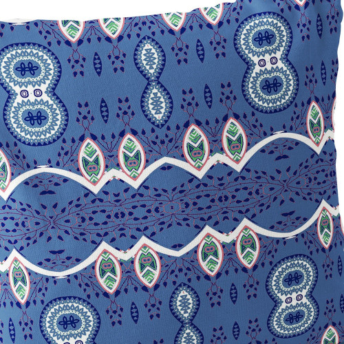 Set of Two Blue And White Botanical Indoor Outdoor Throw Pillow