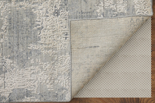 4' X 6' Gray and Silver Abstract Hand Woven Worn Faded Area Rug