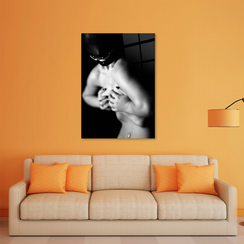 Erotica Breast Touch Glass Wall Art