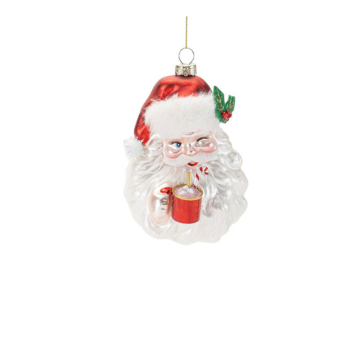 Set of Six White And Red Glass Hanging Figurine Ornaments