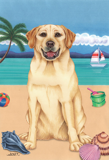 Yellow Labrador- Tomoyo Pitcher Van Gogh Garden Flag