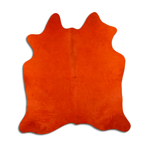 DYED HAIR ON COWHIDE DYED ORANGE