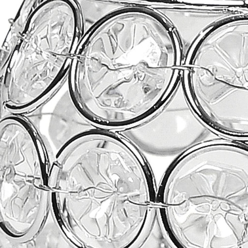 4" Clear And Silver Faux Crystal And Metal Round Table Vase