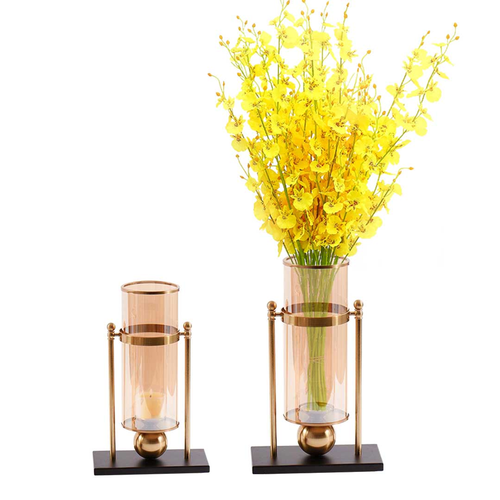 Transparent Glass Flower Vase wFlower and  wCandle