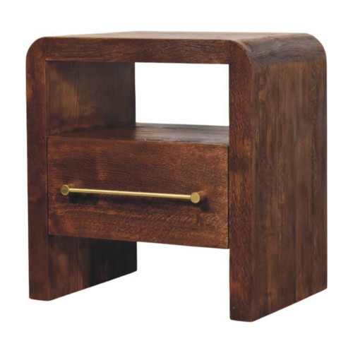 23" Brown Solid Wood Two Drawer Nightstand