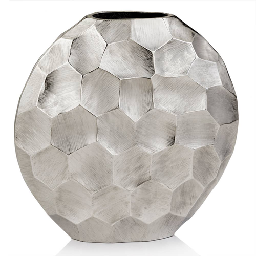 Facetado Round Silver Vase