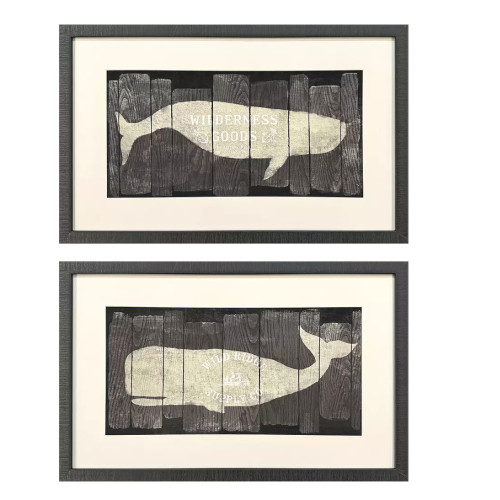 Set Of Two Marine Marks Brown Framed Wall Art