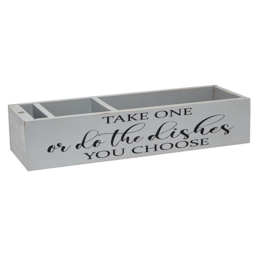 6" Gray Wood Desk Organizer