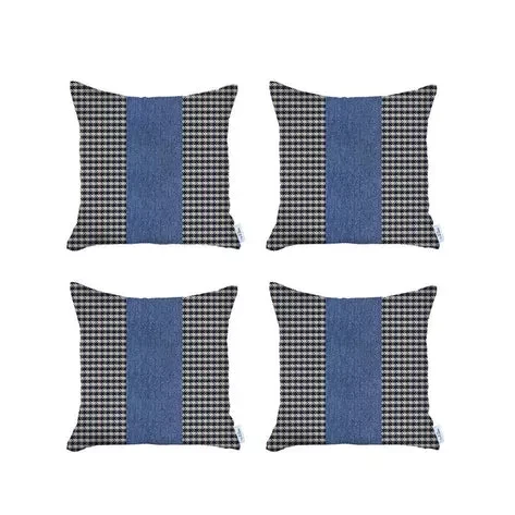 Boho-Chic Houndstooth Jacquard Throw Pillow Covers