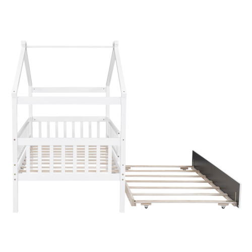 White Wood Twin Bed Frame With Trundle