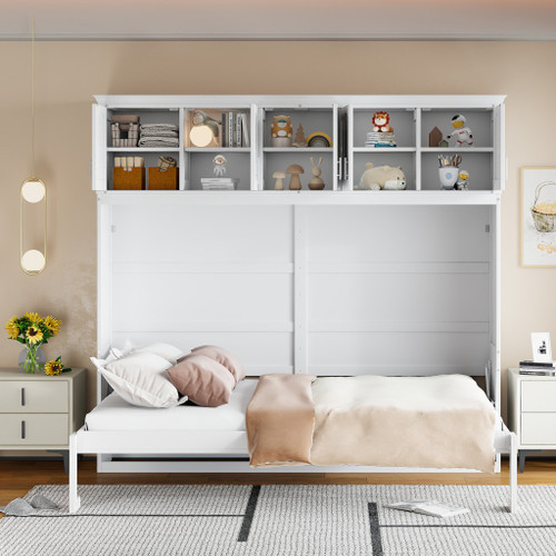 White Wood Queen Murphy Bed