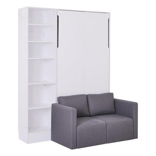 White Wood Twin Murphy Bed