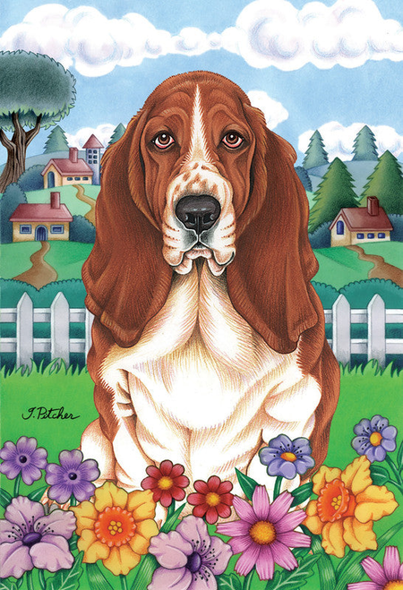 Basset Hound  - Tomoyo Pitcher Spring Outdoor Flag