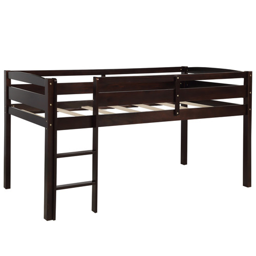 Espresso Four Poster Solid Wood Twin Loft Bed