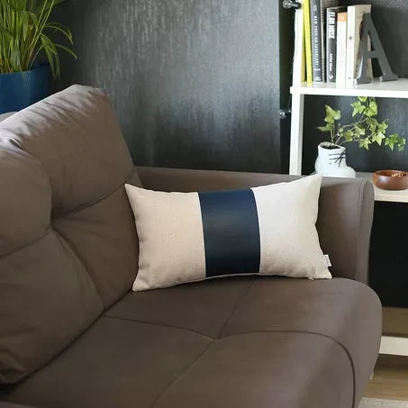 Vegan Faux Leather Detailed Throw Pillow