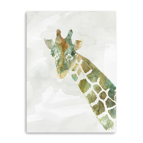 Homeroots Home Decor Abstract Marble Watercolor Giraffe Canvas Wall Art, 40x30 Inches, Green and Brown