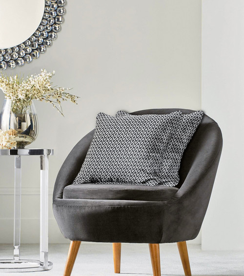 Set of Two Black And White Geometric Cotton Throw Pillows with Texture