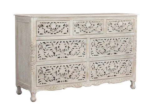 Three Piece White Solid Wood Bedroom Set