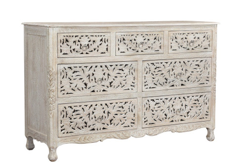 Three Piece White Solid Wood Bedroom Set