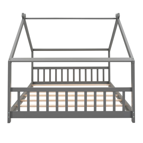 Gray Four Poster Wood Full Double Loft Bed