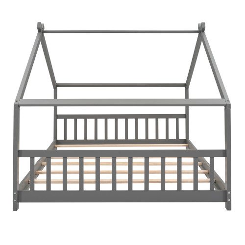 Gray Four Poster Wood Full Double Loft Bed
