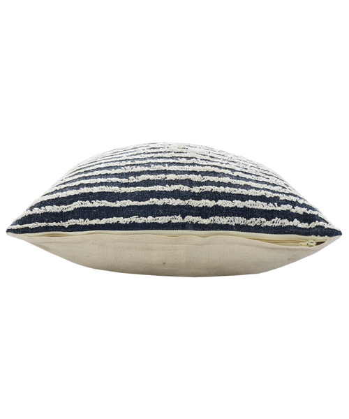 20" Blue And Cobalt Striped Cotton Throw Pillow